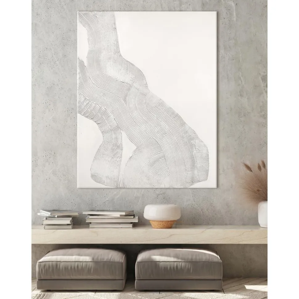 Cuadro En Lienzo Pintado A Mano White Sculpture 1
