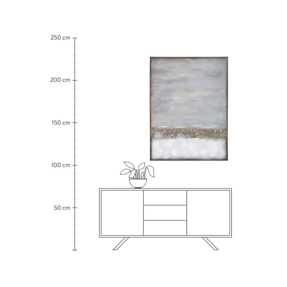 Cuadro En Lienzo Pintado A Mano Con Marco De Madera Abstract Horizon