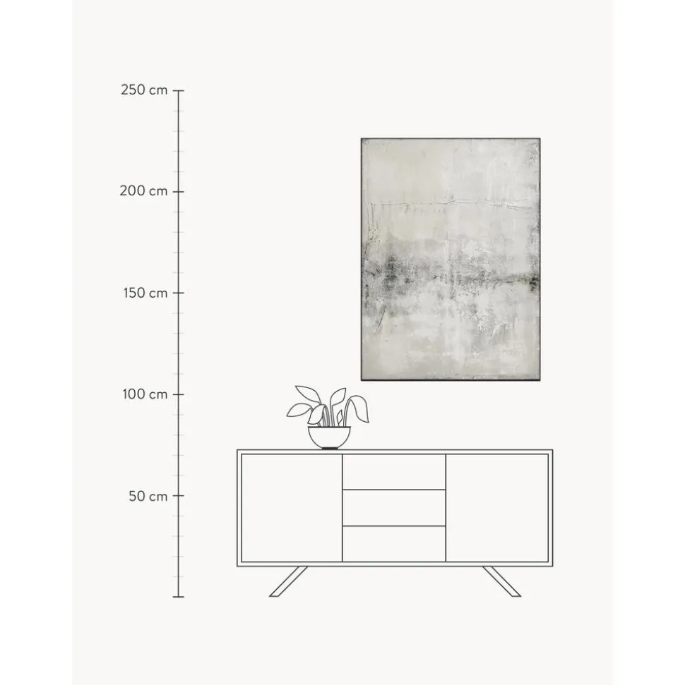 Cuadro En Lienzo Pintado A Mano Simple Living, Marco De Madera
