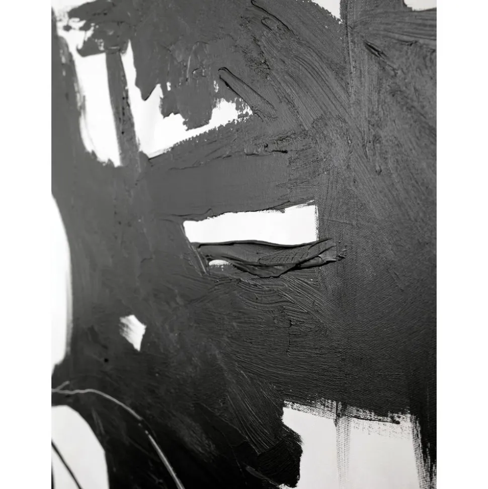 Cuadro En Lienzo Pintado A Mano Playblack, Marco De Madera