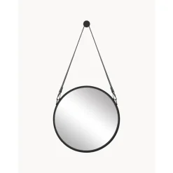 Espejo De Pared Redondo Liz, Con Correa De Cuero