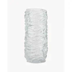 Jarron Alto De Vidrio Con Relieve Maio