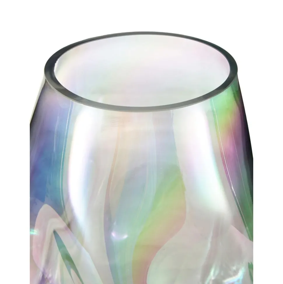 Jarron Artesanal De Vidrio Iridiscente Rainbow