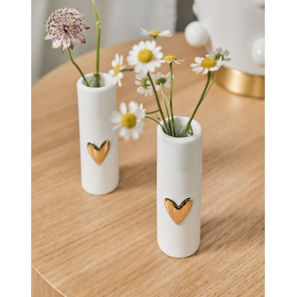 Jarrones Pequenos De Porcelana Heart, 2 Uds.