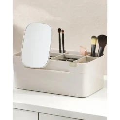 Organizador De Cosmeticos Con Cierre Magnetico Y Espejo Viva