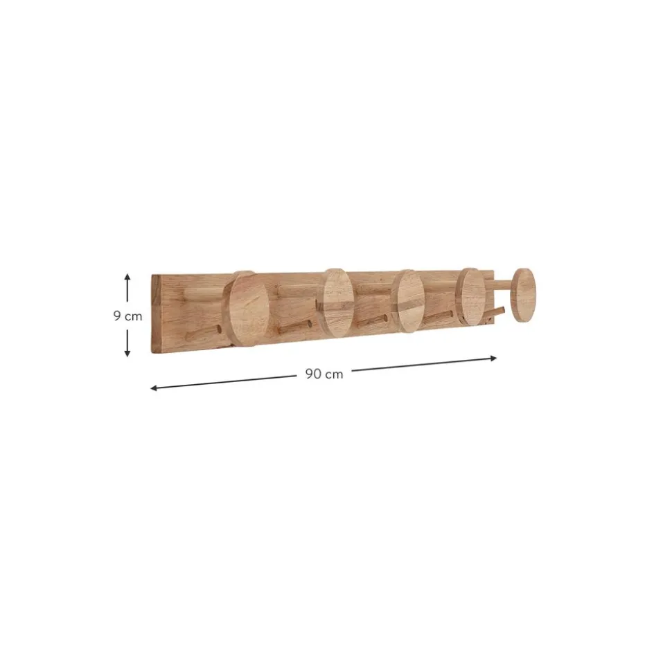 Perchero De Pared De Madera De Caucho Emme, 10 Gancho
