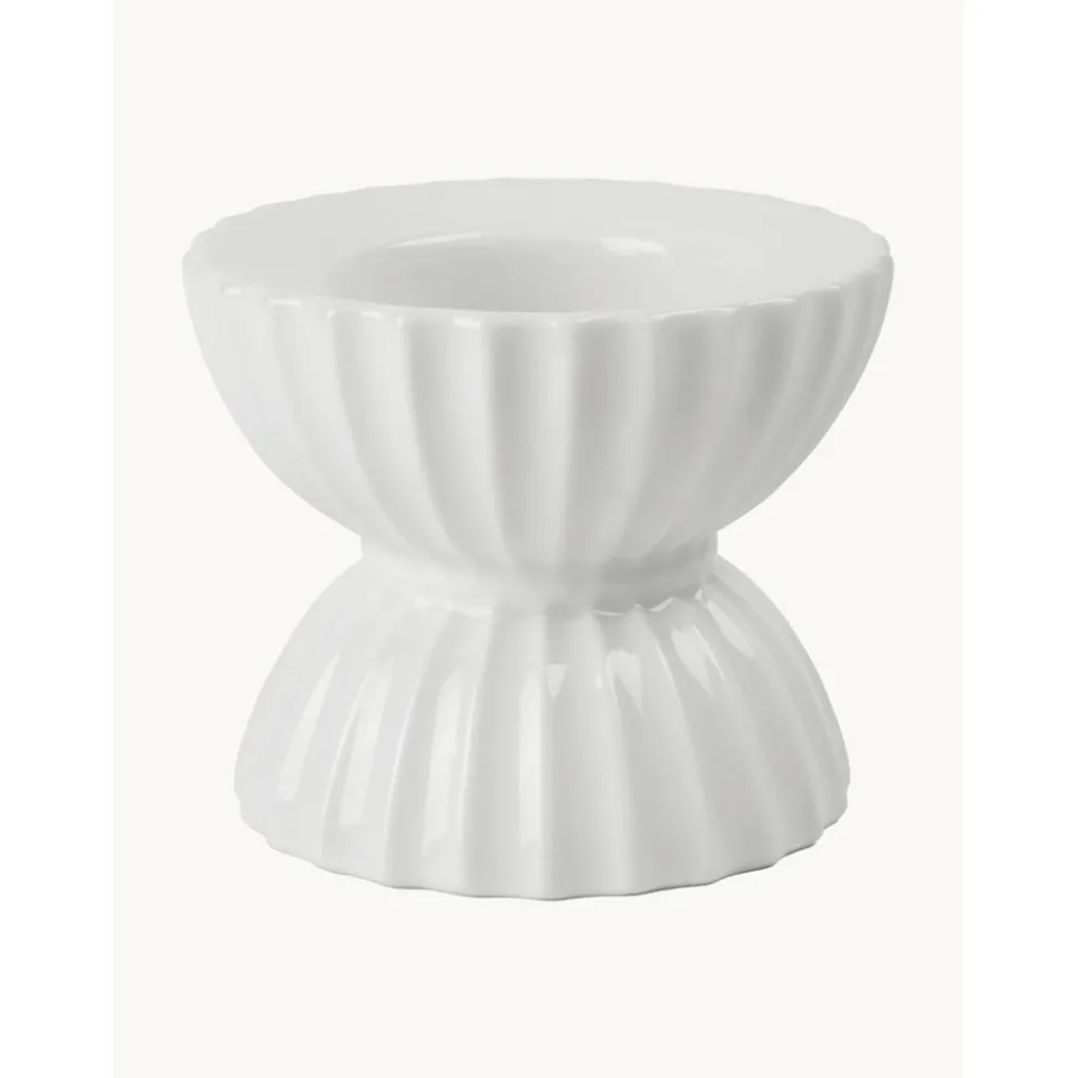 Portavelas De Porcelana Con Relieves Tura