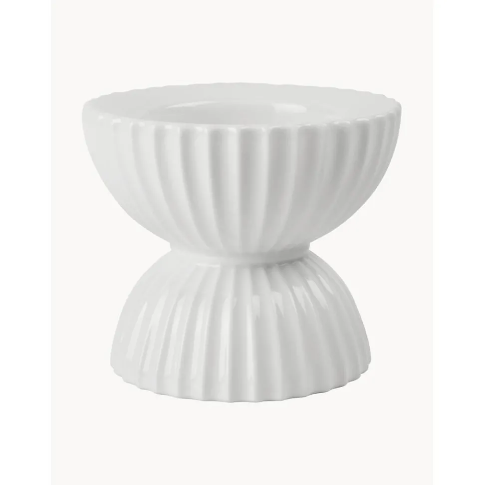 Portavelas De Porcelana Con Relieves Tura