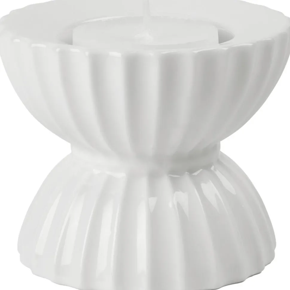 Portavelas De Porcelana Con Relieves Tura