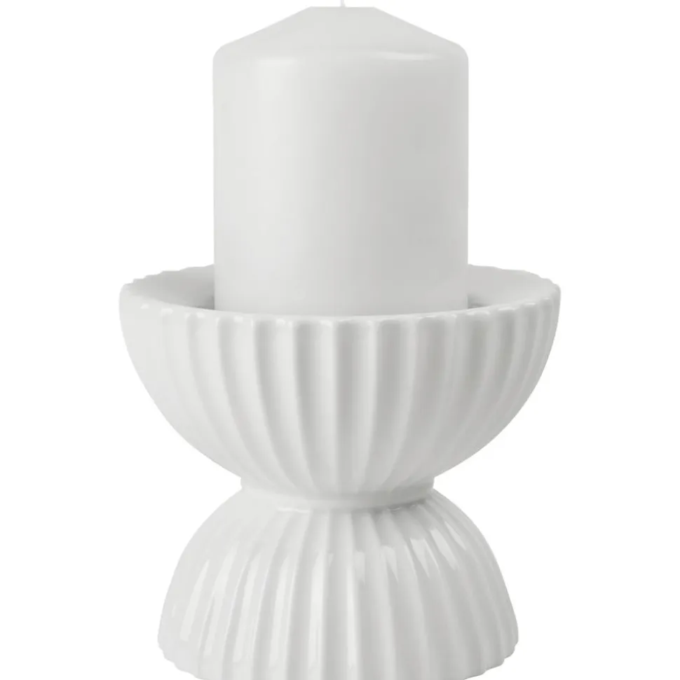 Portavelas De Porcelana Con Relieves Tura