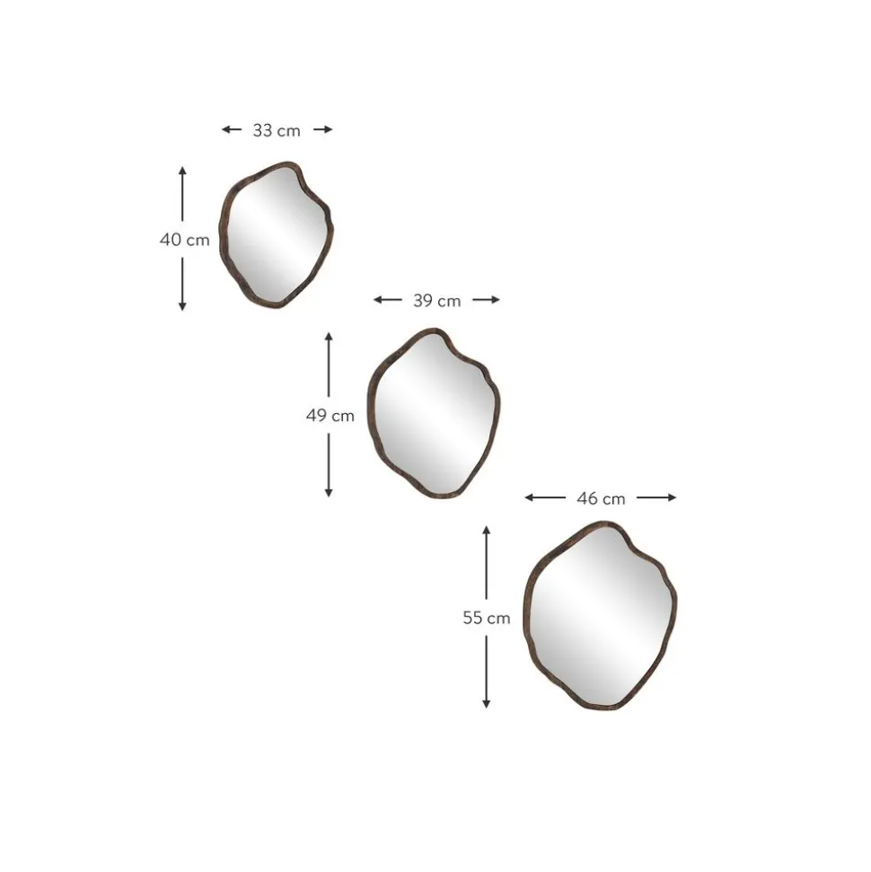 Set De Espejos De Pared Con Forma Organica Bello, 3 Uds.