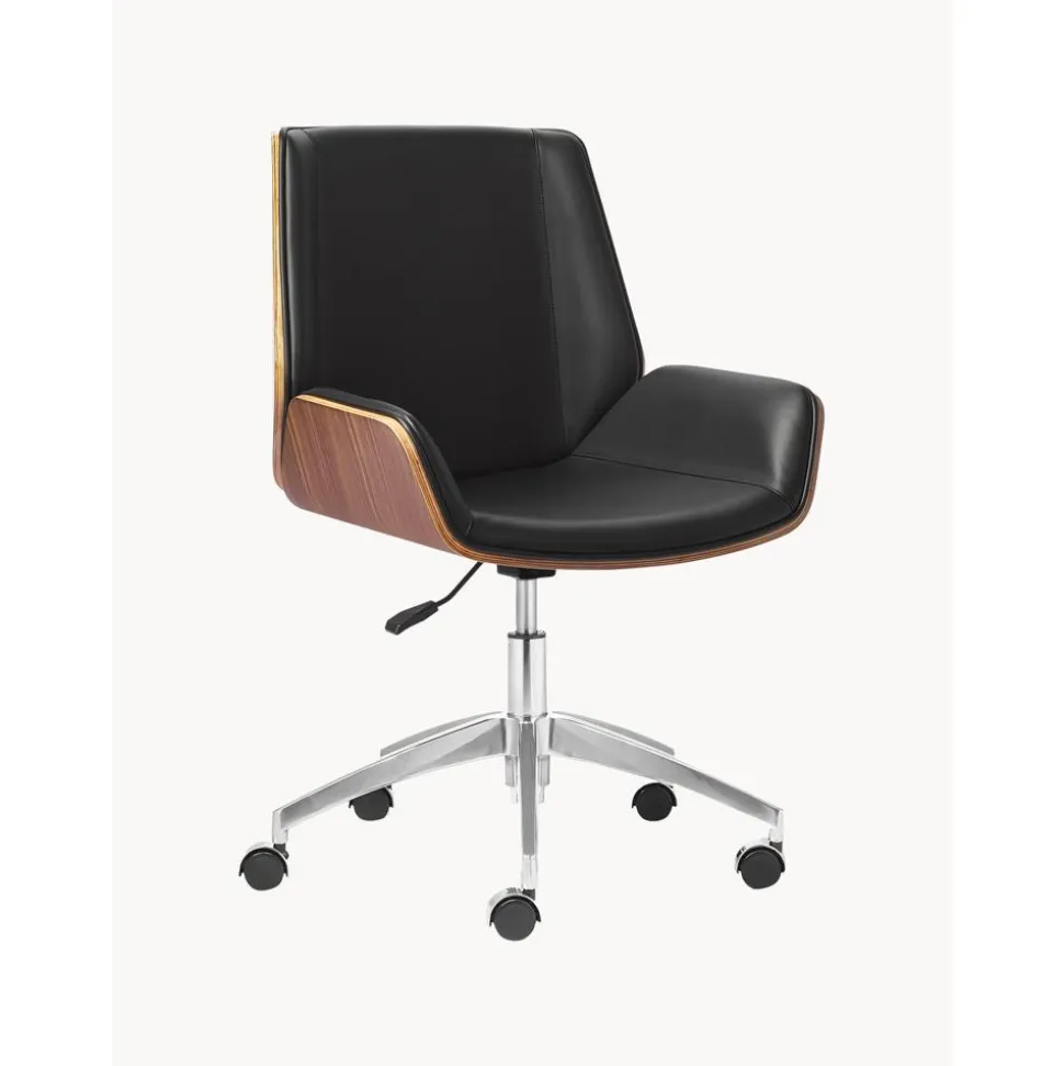 Silla De Oficina De Cuero Sintetico Rouven, Altura Regulable