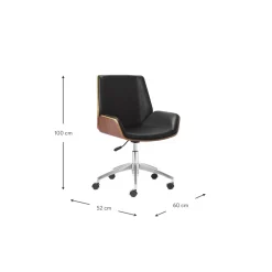 Silla De Oficina De Cuero Sintetico Rouven, Altura Regulable