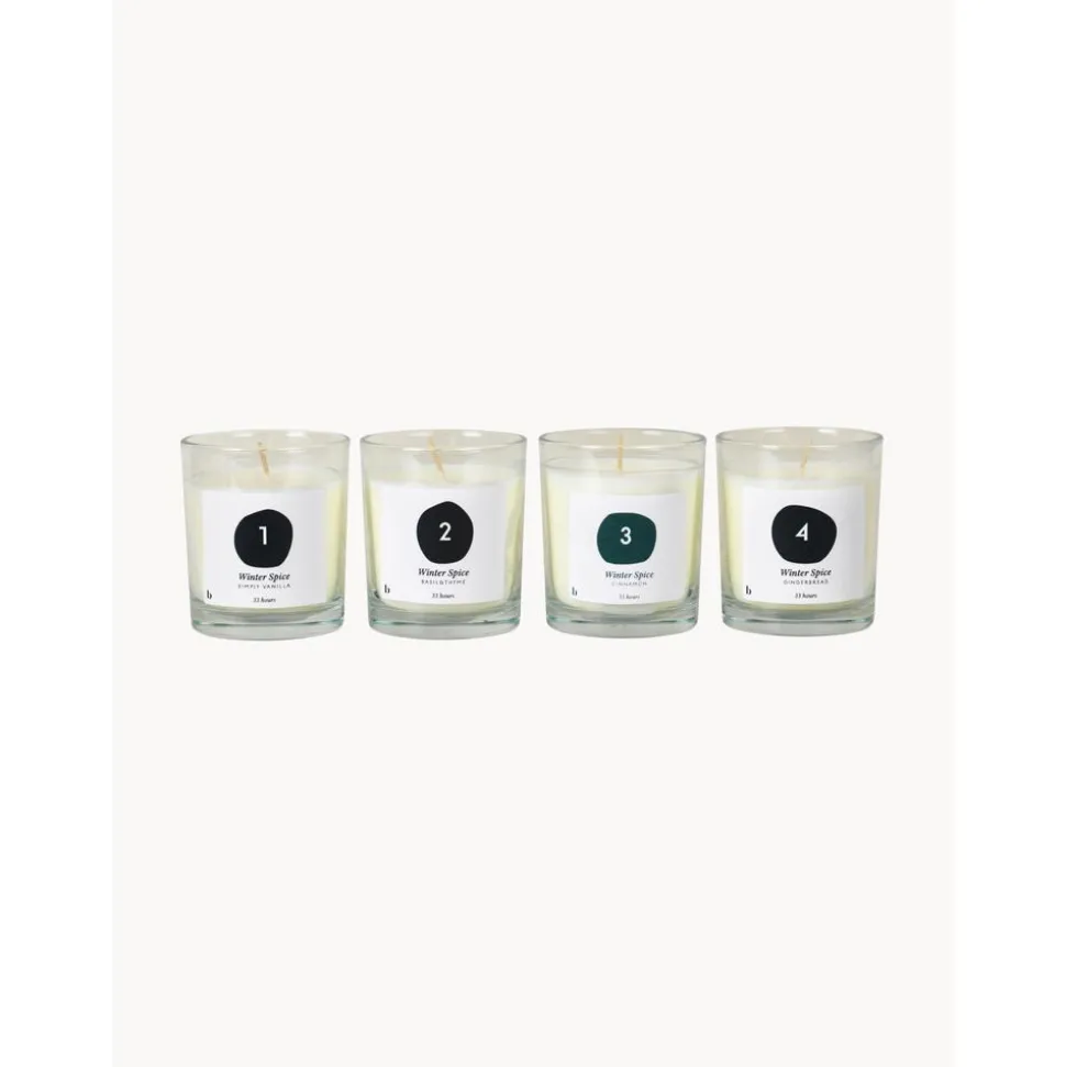 Velas Perfumadas De Adviento Lilu, 4 Uds. (Vainilla, Albahaca, Tomillo, Canela, Pan De Jengibre)